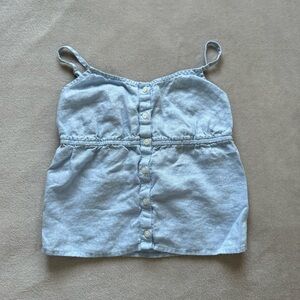 Brandy Melville Blue Linen Button Up Tank